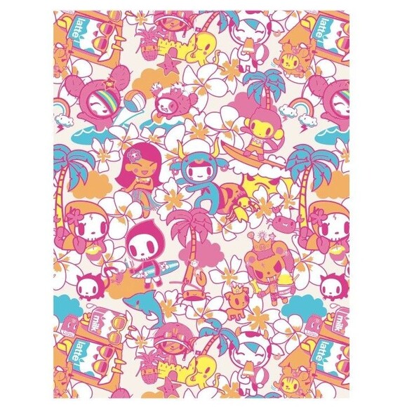 tokidoki Paradise Beach Hoodie Women’s Large Full Zip Short Sleeve Rare Graphic - Picture 2 of 16